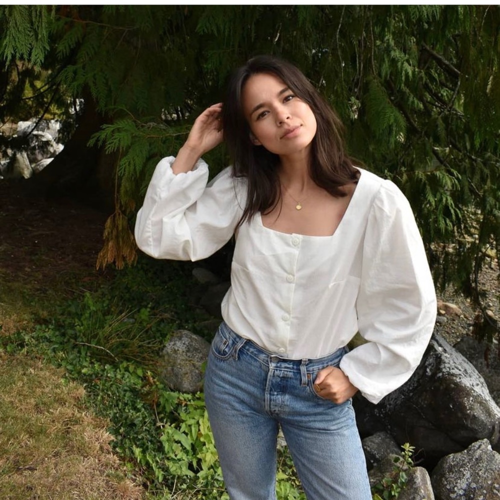 Abel Wear Megan Blouse - White Puff Sleeve